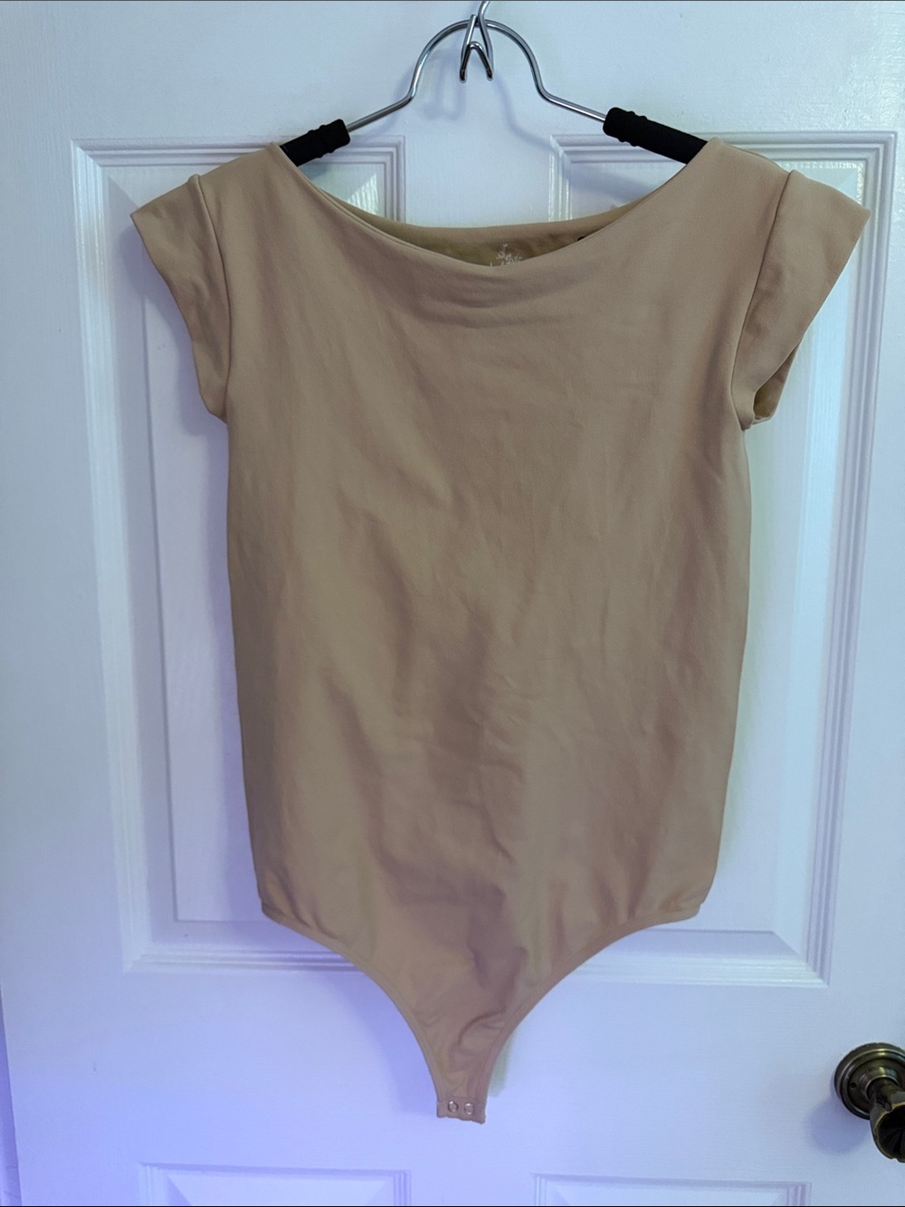 Intimately Free People Short Sleeve Scoop Neck Nude Bodysuit- L/XL